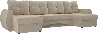 Диван П-образный Mebelico Сатурн / 100985 (микровельвет, бежевый)