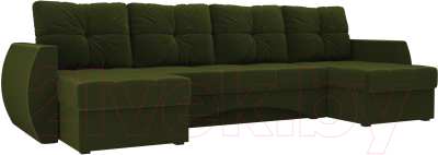 Диван П-образный Mebelico Сатурн / 100988 (микровельвет, зеленый)