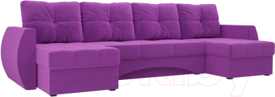 Диван П-образный Mebelico Сатурн / 100992 (микровельвет, фиолетовый)