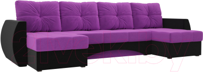 Диван П-образный Mebelico Сатурн / 100993 (микровельвет, фиолетовый/черный)