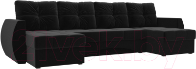 Диван П-образный Mebelico Сатурн / 100994 (микровельвет, черный)