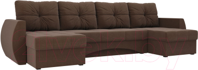 Диван П-образный Mebelico Сатурн / 100999 (рогожка, коричневый)