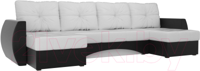 Диван П-образный Mebelico Сатурн / 101008 (экокожа, белый/черный)