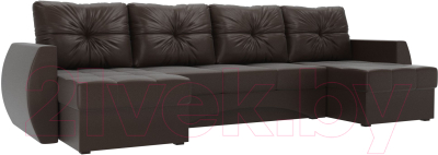 Диван П-образный Mebelico Сатурн / 101009 (экокожа, коричневый)