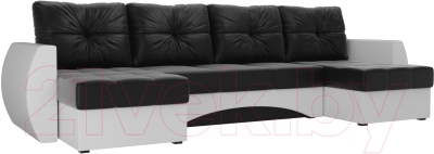 Диван П-образный Mebelico Сатурн / 101012 (экокожа, черный/белый)