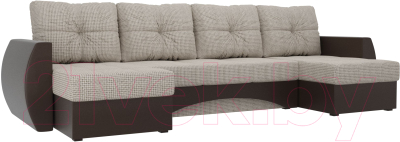 Диван П-образный Mebelico Сатурн / 101014 (корфу 02/экокожа коричневый)