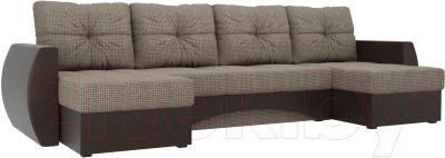 Диван П-образный Mebelico Сатурн / 101016 (корфу 03/экокожа коричневый)