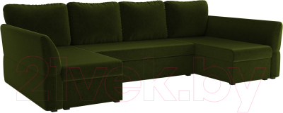 Диван П-образный Mebelico Гесен-П 101 / 60070 (микровельвет, зеленый)