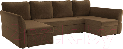 Диван П-образный Mebelico Гесен-П 101 / 60071 (микровельвет, коричневый)