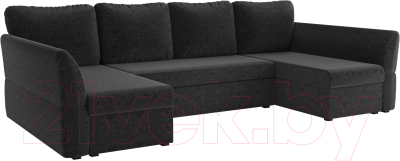 Диван П-образный Mebelico Гесен-П 101 / 60073 (микровельвет, черный)