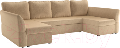 Диван П-образный Mebelico Гесен-П 101 / 60074 (микровельвет, бежевый)