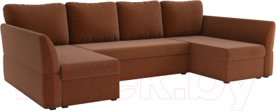 Диван П-образный Mebelico Гесен-П 101 / 60075 (рогожка, коричневый)