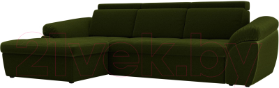 Диван угловой Лига Диванов Мисандра левый / 101812 (микровельвет зеленый)