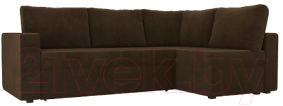Диван угловой Лига Диванов Оливер правый / 102065 (велюр коричневый)