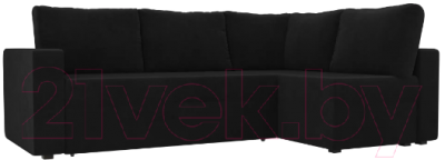 Диван угловой Лига Диванов Оливер правый / 102068 (велюр черный)