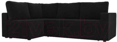 Диван угловой Лига Диванов Оливер левый / 102068 (велюр черный)