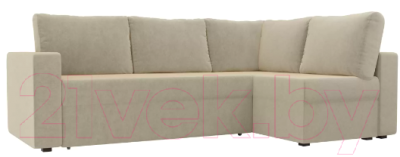 Диван угловой Лига Диванов Оливер правый / 102069 (микровельвет бежевый)