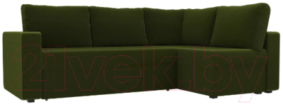 Диван угловой Лига Диванов Оливер правый / 102070 (микровельвет зеленый)