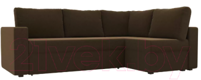 Диван угловой Лига Диванов Оливер правый / 102071 (микровельвет коричневый)