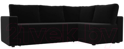 Диван угловой Лига Диванов Оливер правый / 102073 (микровельвет черный)