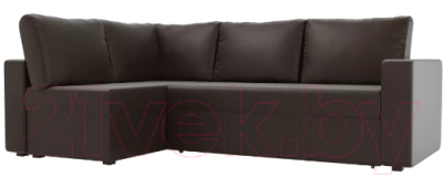 Диван угловой Лига Диванов Оливер левый / 102079 (экокожа коричневый)