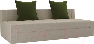 Диван Лига Диванов Мартин / 102809 (микровельвет бежевый/зеленый)