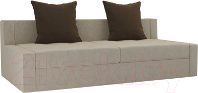 Диван Лига Диванов Мартин / 102810 (микровельвет бежевый/коричневый)