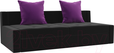 Диван Лига Диванов Мартин / 102814 (микровельвет черный/фиолетовый)