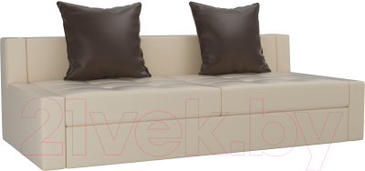 Диван Лига Диванов Мартин / 102821 (экокожа бежевый/коричневый)