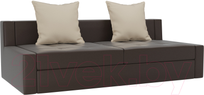 Диван Лига Диванов Мартин / 102823 (экокожа коричневый/бежевый)