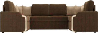 Диван П-образный Лига Диванов Николь П-образный 105 / 60349 (микровельвет, коричневый)