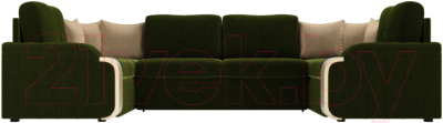 Диван П-образный Лига Диванов Николь П-образный 105 / 60352 (микровельвет, зеленый)