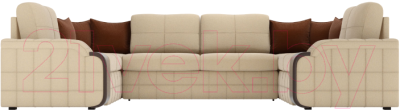 Диван П-образный Лига Диванов Николь П-образный 105 / 60363 (рогожка, бежевый/коричневый)