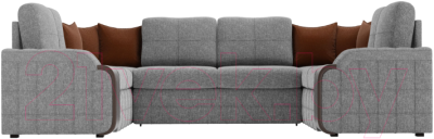 Диван П-образный Лига Диванов Николь П-образный 105 / 60366 (рогожка, серый/коричневый)