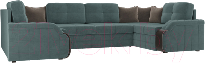 Диван П-образный Лига Диванов Николь 105 / 102979 (велюр, бирюзовый)