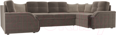 Диван П-образный Лига Диванов Николь 105 / 102983 (велюр, коричневый)