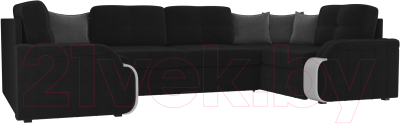 Диван П-образный Лига Диванов Николь 105 / 102985 (велюр, черный)