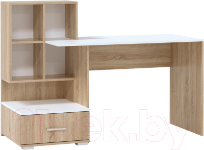 Письменный стол Памир ПКС-10 (дуб сонома/белый глянец)