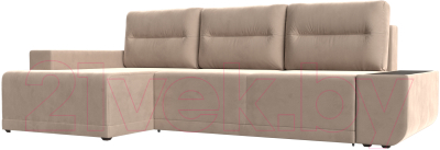 Диван угловой Лига Диванов Чикаго левый / 110728 (велюр бежевый)