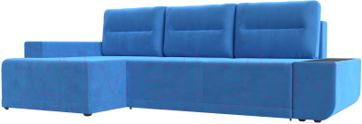 Диван угловой Лига Диванов Чикаго левый / 110736 (велюр голубой)