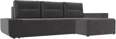 Диван угловой Лига Диванов Чикаго правый / 110740 (велюр серый)