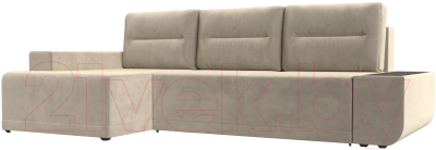 Диван угловой Лига Диванов Чикаго левый / 110744 (микровельвет бежевый)
