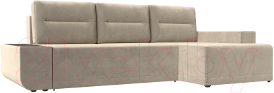 Диван угловой Лига Диванов Чикаго правый / 110744 (микровельвет бежевый)