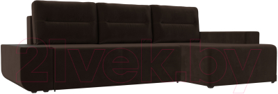 Диван угловой Лига Диванов Чикаго правый / 110747 (микровельвет коричневый)