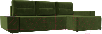 Диван угловой Лига Диванов Чикаго правый / 110749 (микровельвет зеленый)