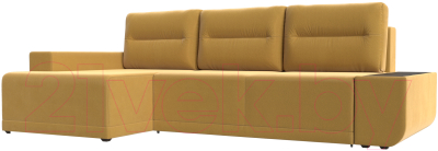Диван угловой Лига Диванов Чикаго левый / 110755 (микровельвет желтый)