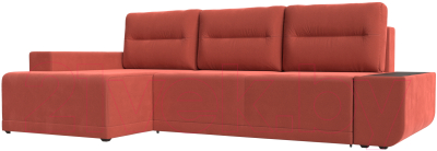 Диван угловой Лига Диванов Чикаго левый / 110757 (микровельвет коралловый)