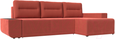 Диван угловой Лига Диванов Чикаго правый / 110757 (микровельвет коралловый)