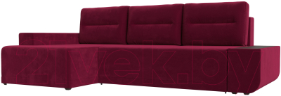 Диван угловой Лига Диванов Чикаго левый / 110761 (микровельвет бордовый)