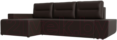 Диван угловой Лига Диванов Чикаго левый / 110765 (экокожа коричневый)